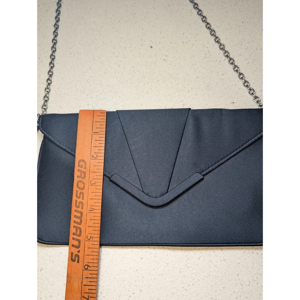 La Regale Envelope Clutch Navy Satin Convertible Crossbody Wristlet Small Chic